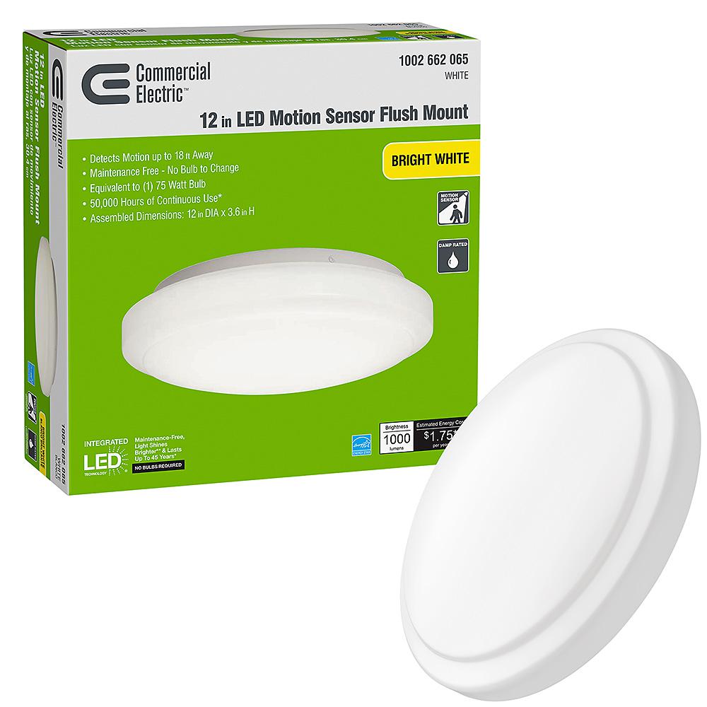 12 in. Motion Sensing Closet Light LED Flush Mount Ceiling Light 1000 Lumens 4000K Bright White Garage Storage Room