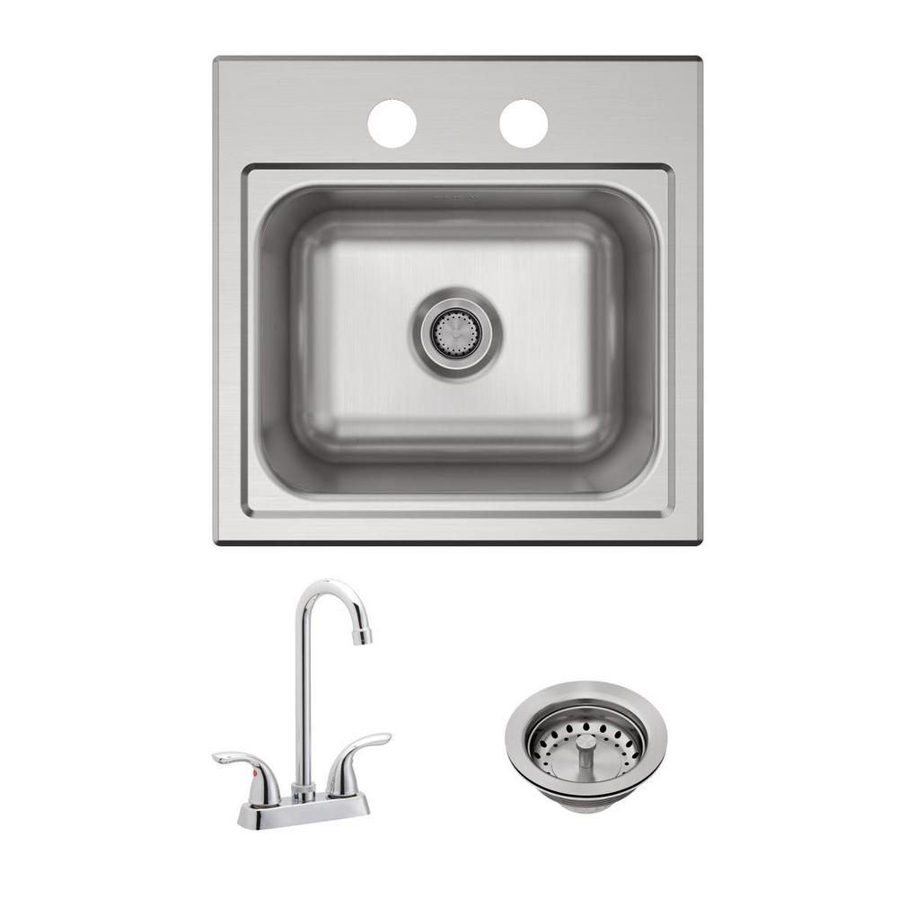 Parkway 15 in. Drop-in Single Bowl 20-Gauge Stainless Steel Sink W/ Faucet
