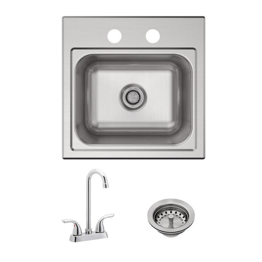 Parkway 15 in. Drop-in Single Bowl 20-Gauge Stainless Steel Sink W/ Faucet