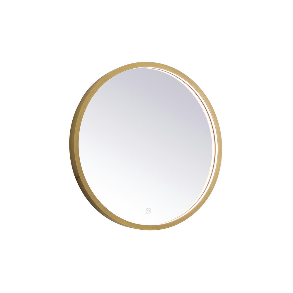 Timeless Home 21" Modern Round Aluminum Framed LED Bathroom Vanity Mirror in Brass