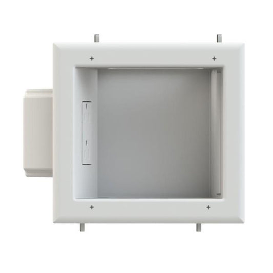 White 1-Gang Cable Pass-Through Plastic Wall Plate TV Multimedia Recessed Box