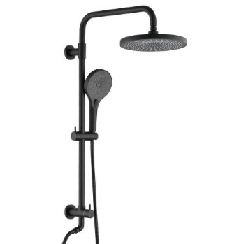 2-Handle 8" Rainfall Shower Head Shower System, Handheld Sprayer, in Matte Black