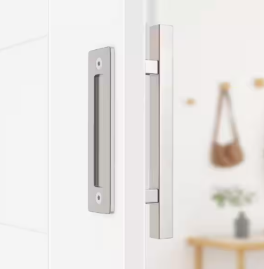 12 in. L Stainless Steel Pull and Flush Barn Door Handle Set