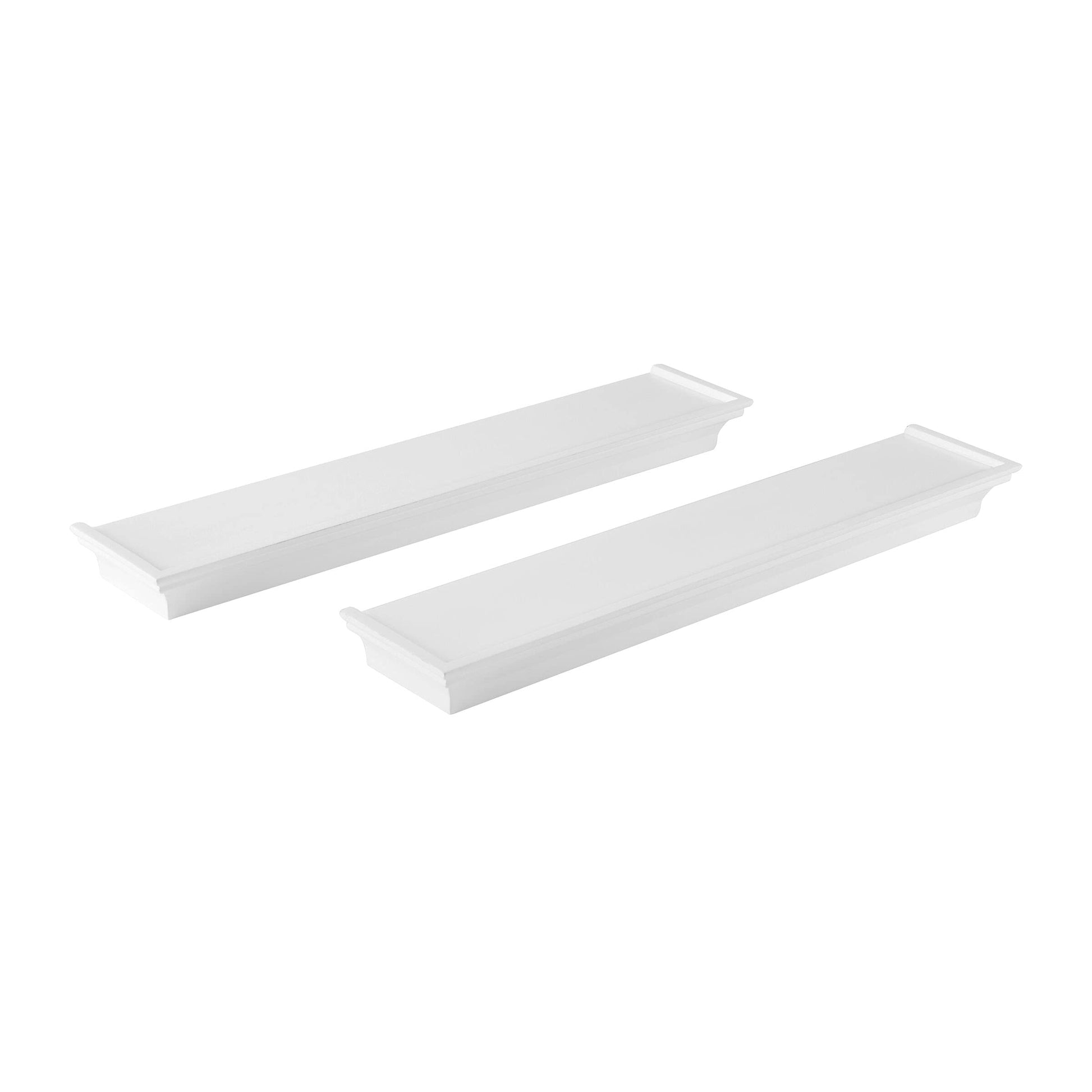 Melannco Arlington Floating Wall Shelves for Bedroom, Living Room, Nursery, Set of 2, 20-Inch, White