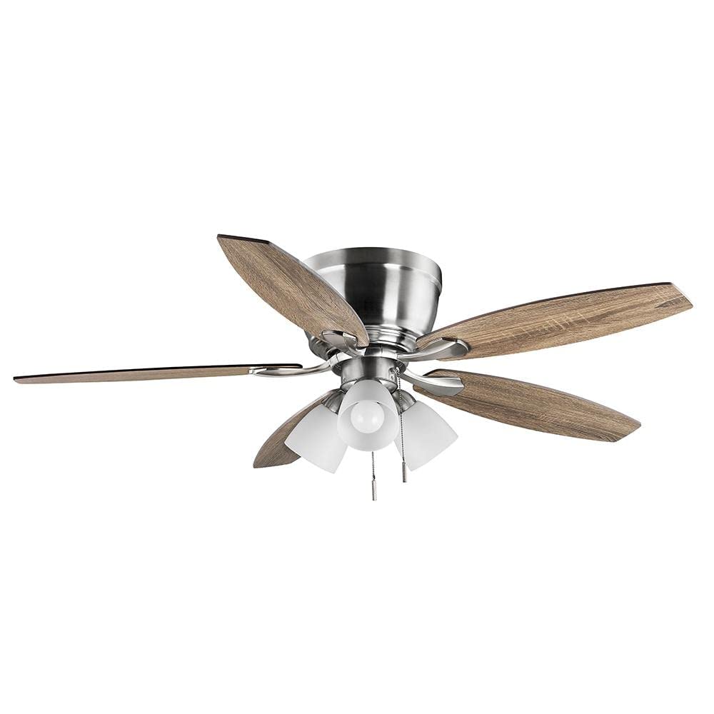 NO SHADES OR BLADES Hampton Bay Sidlow 52" LED Brushed Nickel Hugger Ceiling Fan