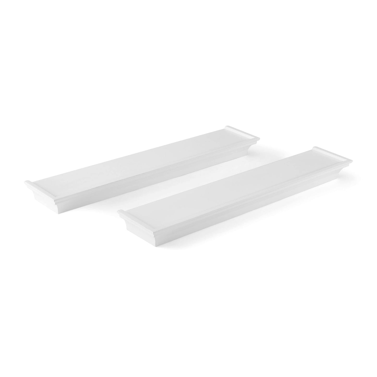 Melannco Arlington Floating Wall Shelves for Bedroom, Living Room, Nursery, Set of 2, 20-Inch, White