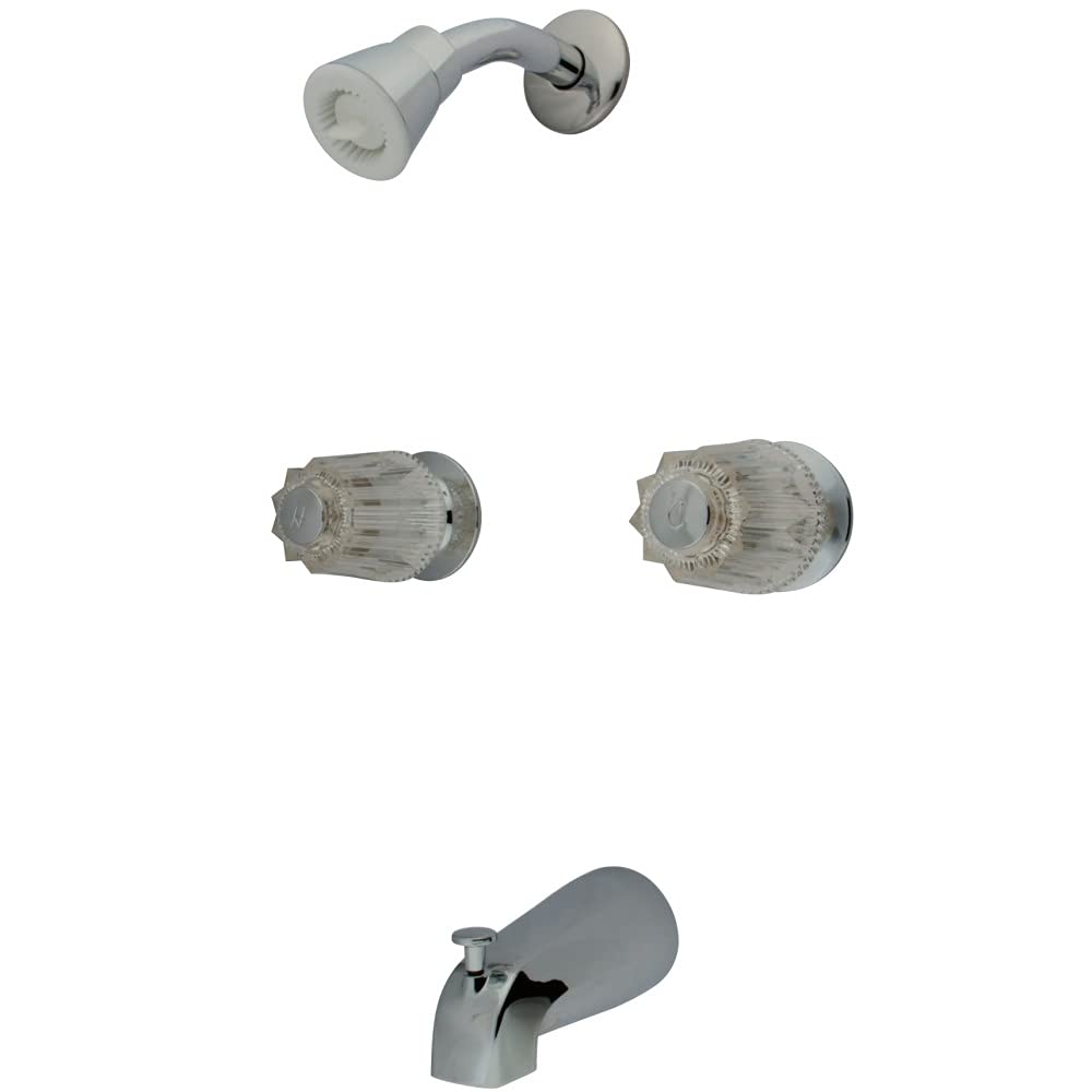 Kingston Brass KF112C Americana 8-Inch Two Acrylic Handle Center Tub and Shower Valve, Polished Chrome