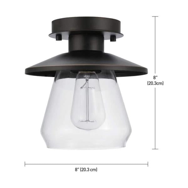 Northmoore 1-Light Oil Rubbed Bronze and Glass Semi-Flush Mount