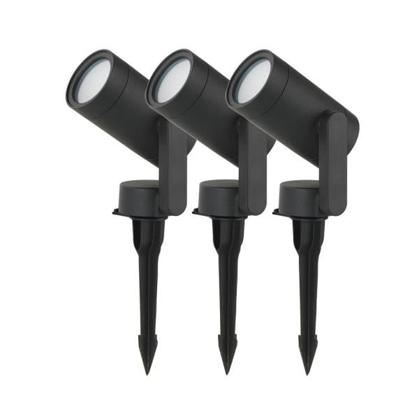 10-Watt Equivalent Low Voltage Black LED Outdoor Landscape Spotlight with Smart App Control (3-Pack) Powered by Hubspace