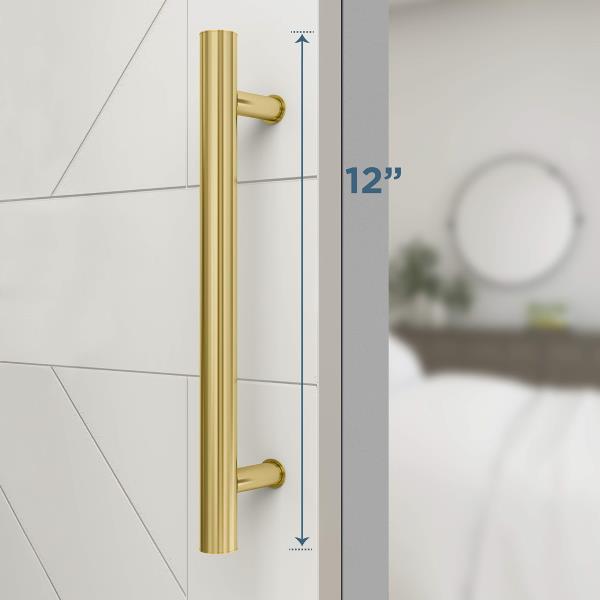 National Hardware N700-102 Interior Sliding Barn Door Hardware Madison Pull, 12-Inches, Easy to Install, Brushed Gold