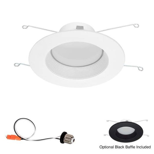 5 in/6 in. Deep Baffle Retrofit with Extra Black Baffle, Lumen Select Adjustable CCT Integrated LED Recessed Light Trim
