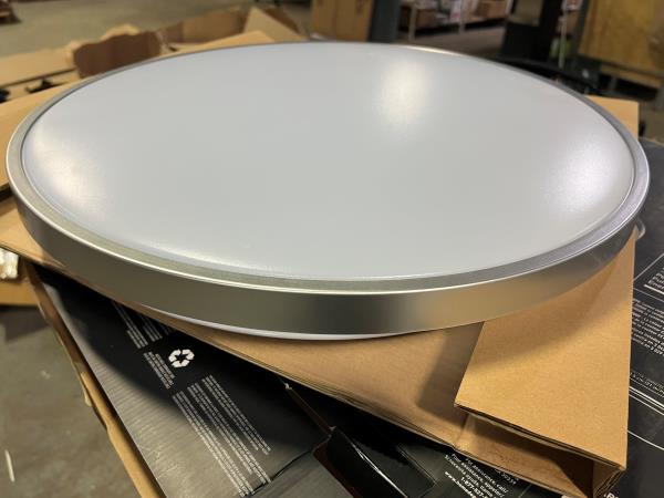 SHADE ONLY Europa 21 in. 1-Light Modern Silver Flush Mount Ceiling Light Fixture