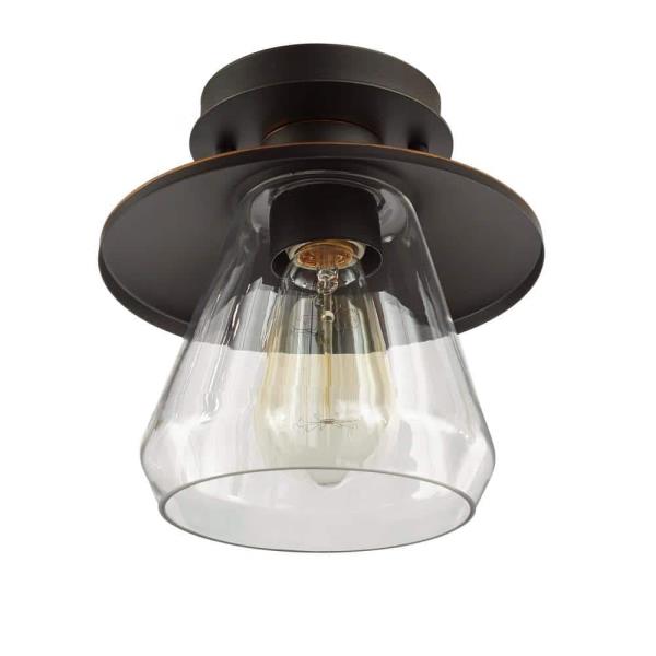 Northmoore 1-Light Oil Rubbed Bronze and Glass Semi-Flush Mount