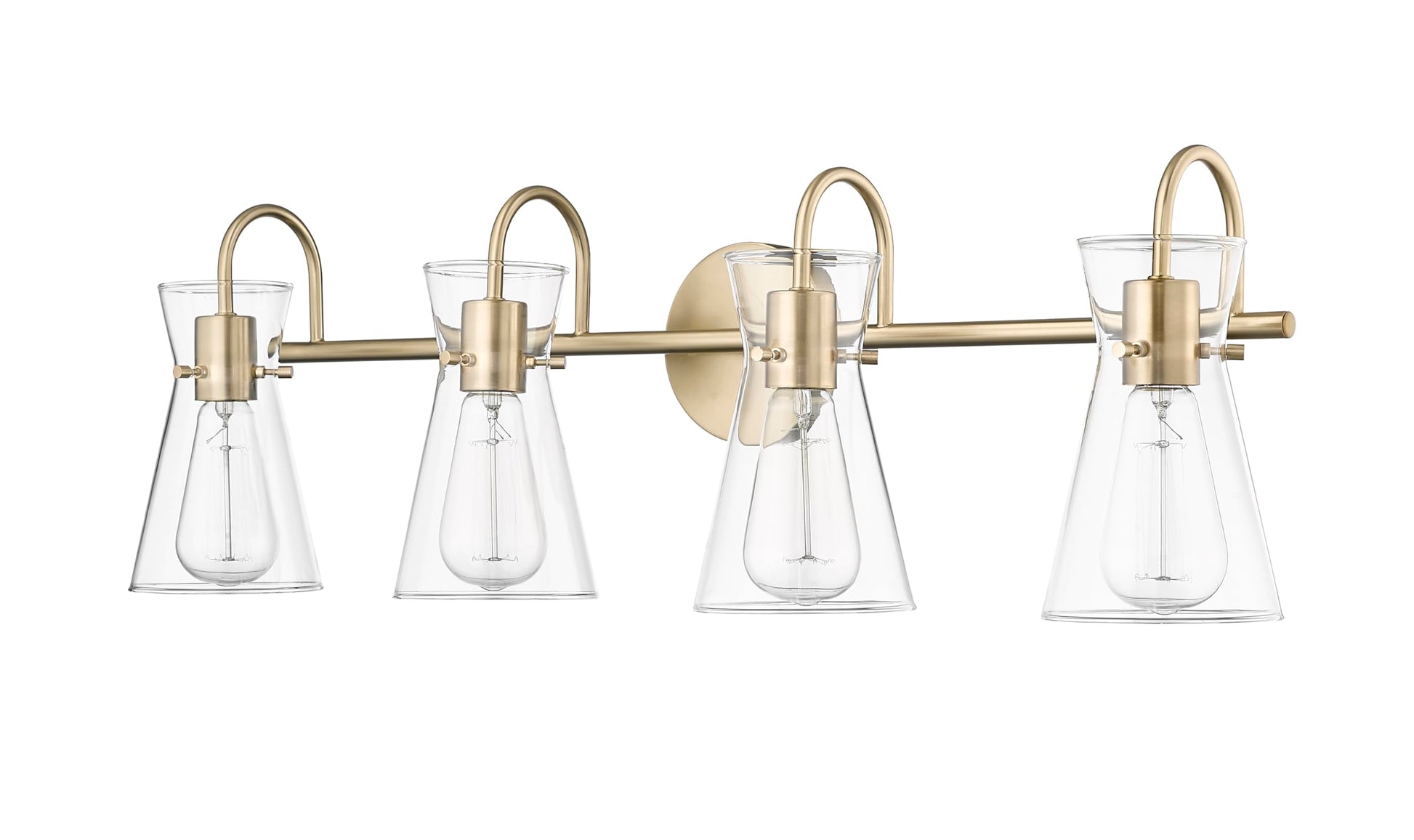 ML Lighting | Camellia Collection | 21004-MG | 4 Light Vanity in Modern Gold Finish with Clear Glass Shade | Versatile Design That adds High-End Texture and Elegance to Your Bathroom