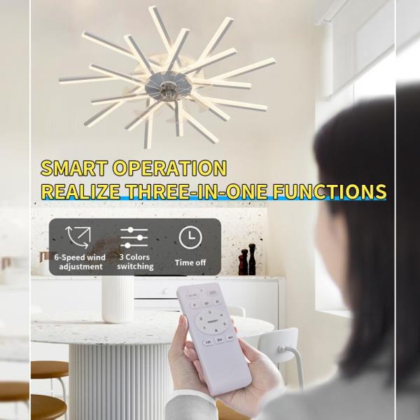 36" Ceiling Fan with Dimmable LED Lights and Remote Control - 6-Speed Adjustable Wind, Modern Multi-Function Fan Light for Living Room, Bedroom, Kitchen, and Patio (Modern + White + Acrylic)