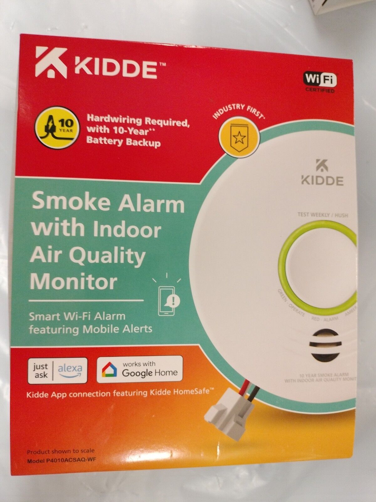 Smart Hardwired Wi-Fi Enabled Smoke Detector and Indoor Air Quality Monitor Photoelectric Sensor 21032069