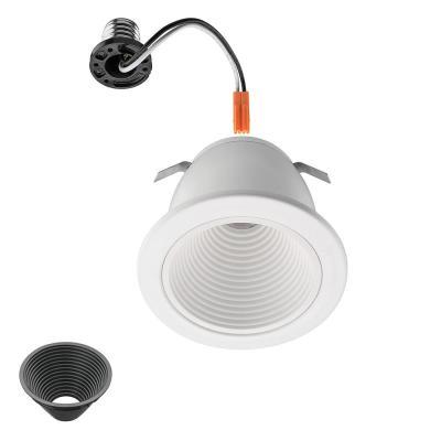 4 in. Low Glare Deep Baffle Adjustable CCT Integrated LED Recessed Light Trim 625 Lumens Wet Rated Dimmable