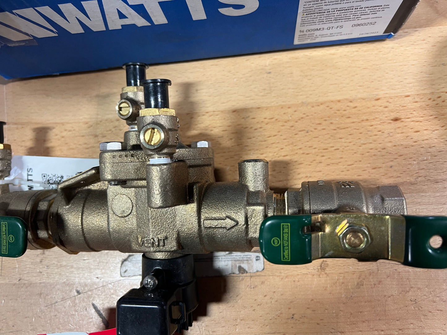 MISSING PARTS 3/4 in Bronze Reduced Pressure Zone Backflow Preventer Assembly, Quarter Turn Shutoff Valves, Tee Handles, Flood Sensor