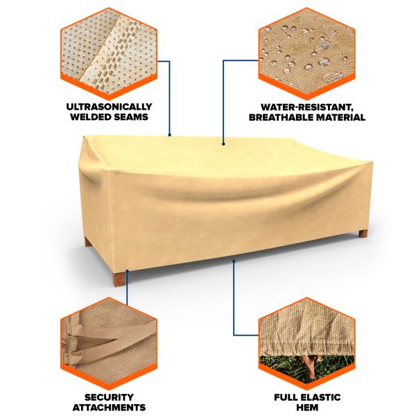 Budge All-Seasons Outdoor Patio Sofa Cover, Extra Extra Large (Tan) (P3A02SF1)