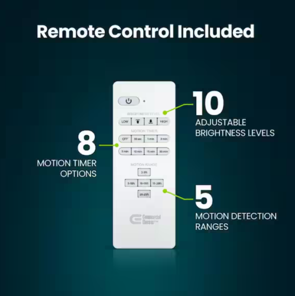 REMOTE ONLY FOR Commercial Electric 1.25 ft. 3-Head LED Convertible Utility Shop Light