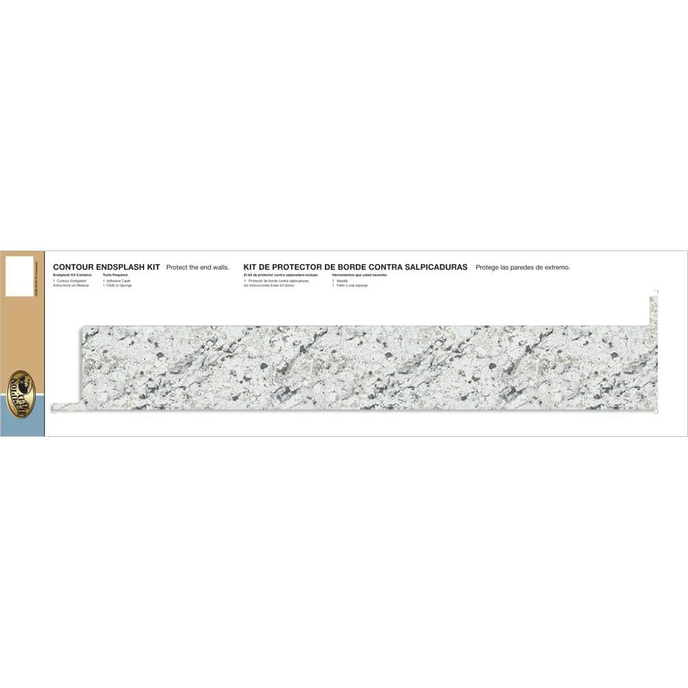 Laminate Endsplash Kit for Countertop with Integrated Backsplash in White Ice Granite Etchings