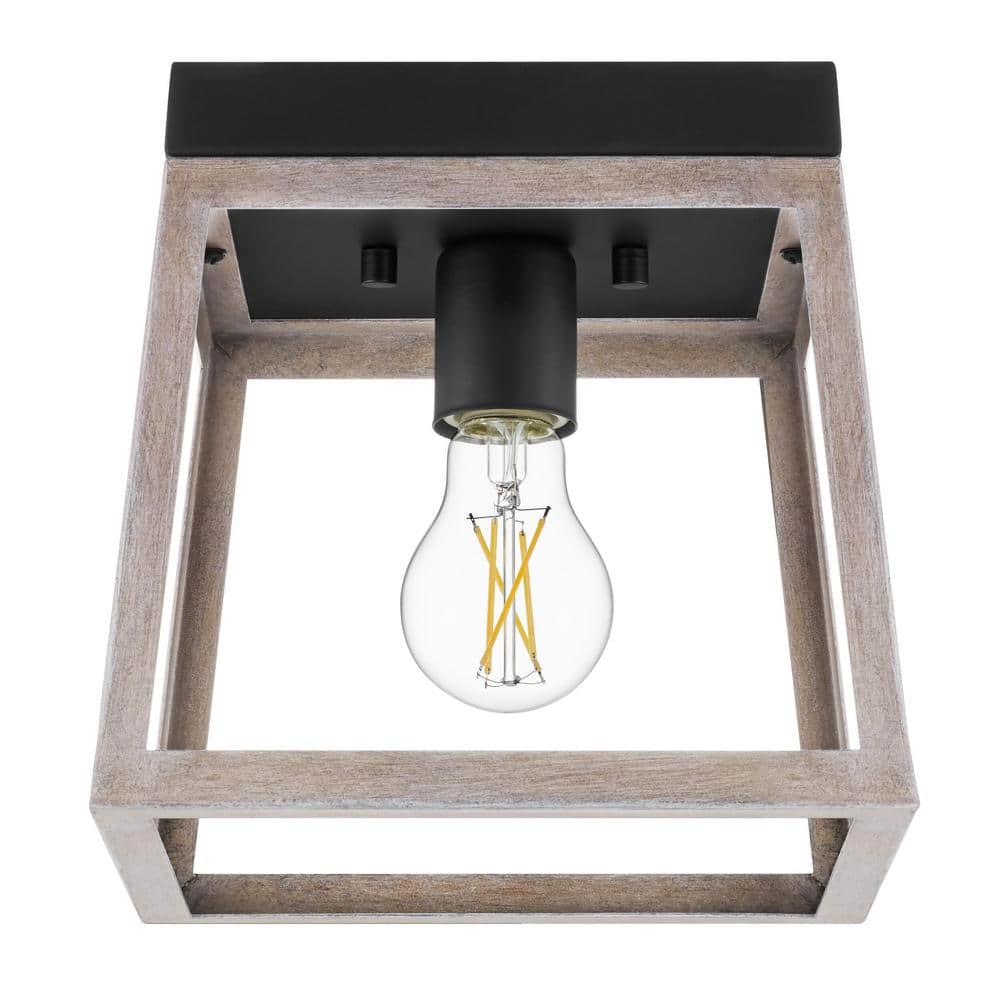 Burkepoint 8.25 in. 1-Light Woodgrain Flush Mount