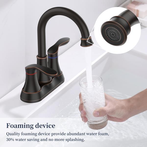 4" 2-Handle Bathroom Faucet w/ Pop-Up Drain & Supply Hoses in Oil Rubbed Bronze