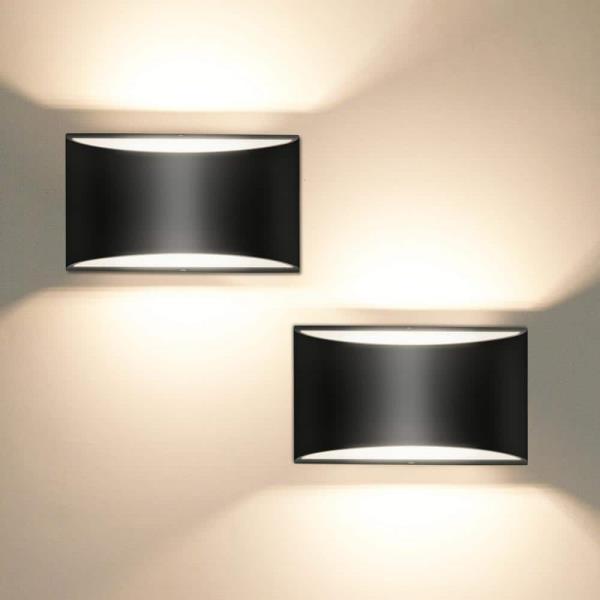 (Set of 2) 8.03 in. 1-Light Black Modern Lantern Wall Sconce