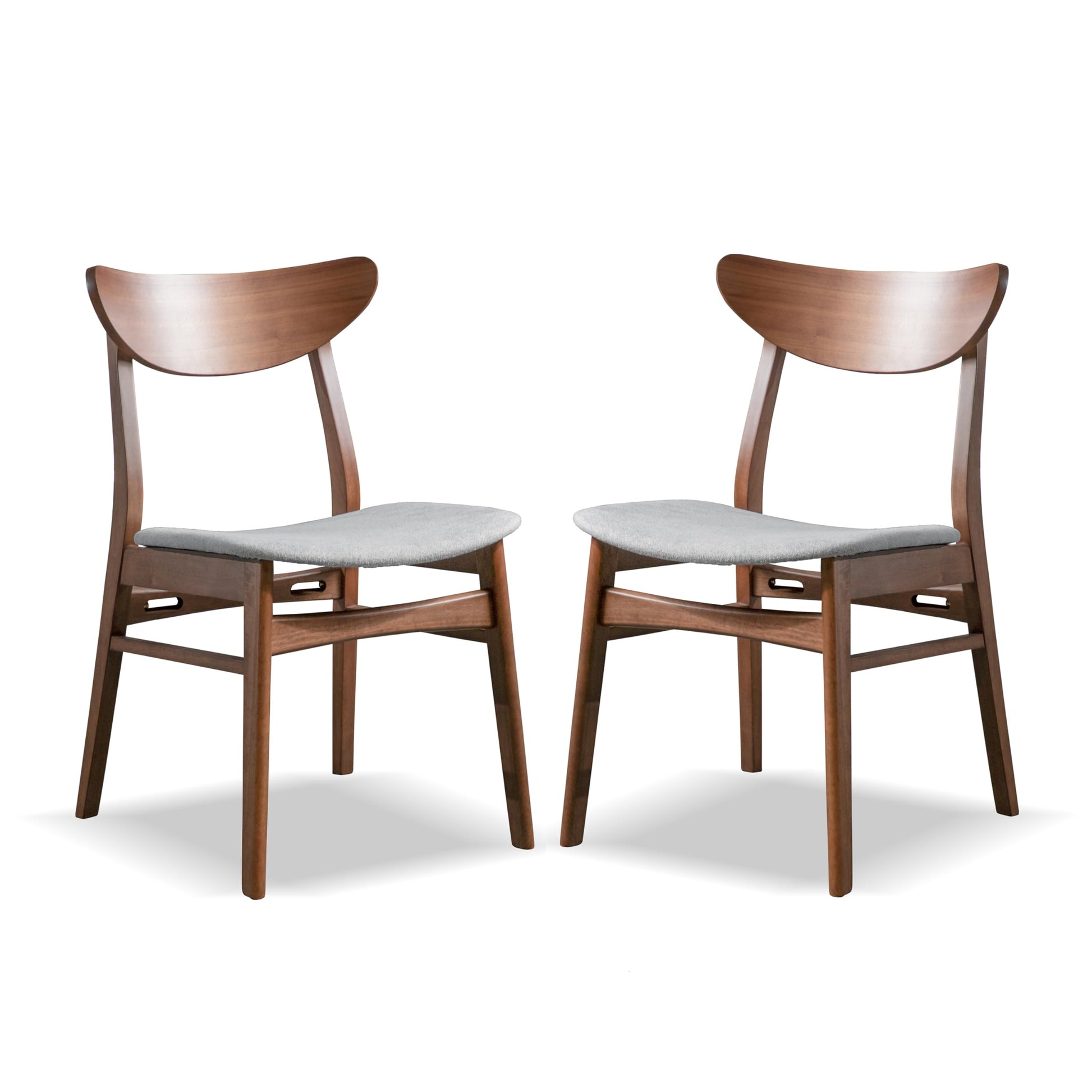 Palm Shade Mid Century Walnut Padded Dining Chair w/ Curved Back, Set of 2