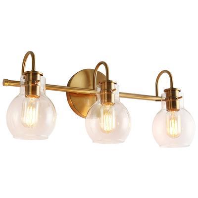 Aliry 3-Light Brass Bathroom Vanity Light in Brushed Gold