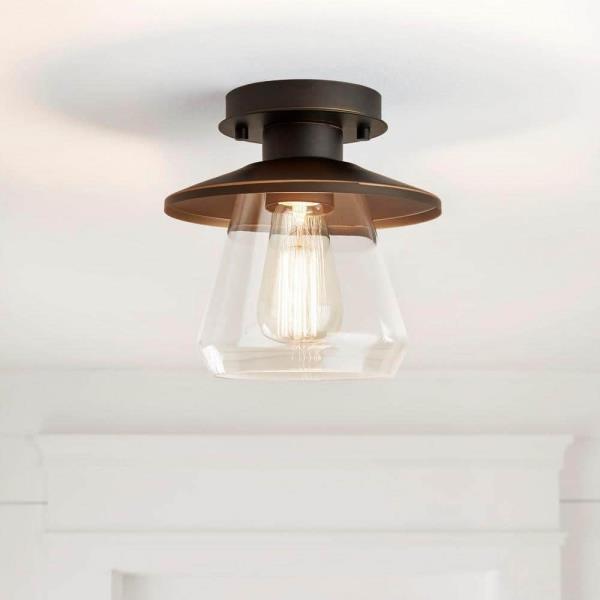 Northmoore 1-Light Oil Rubbed Bronze and Glass Semi-Flush Mount