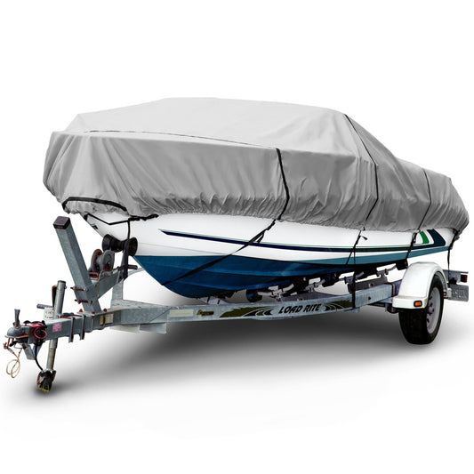 Budge 1200 Denier Boat Cover fits Center Console V-Hull Boats B-1231-X6 (20' to 22' Long, Gray)