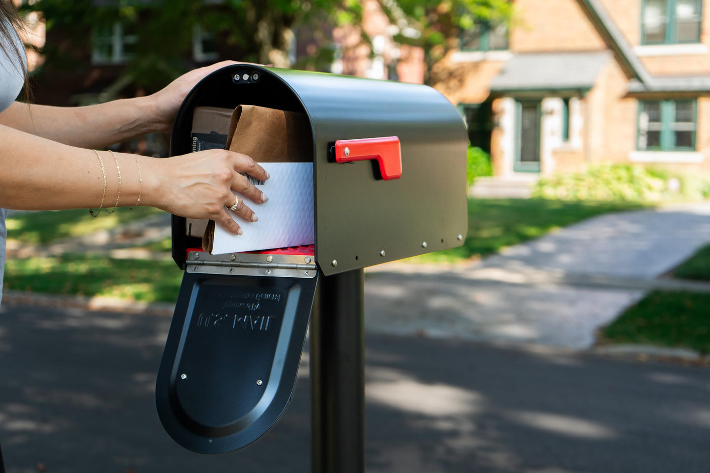 Architectural Mailboxes Sequoia Black Large Steel Heavy Duty Post Mount Mailbox