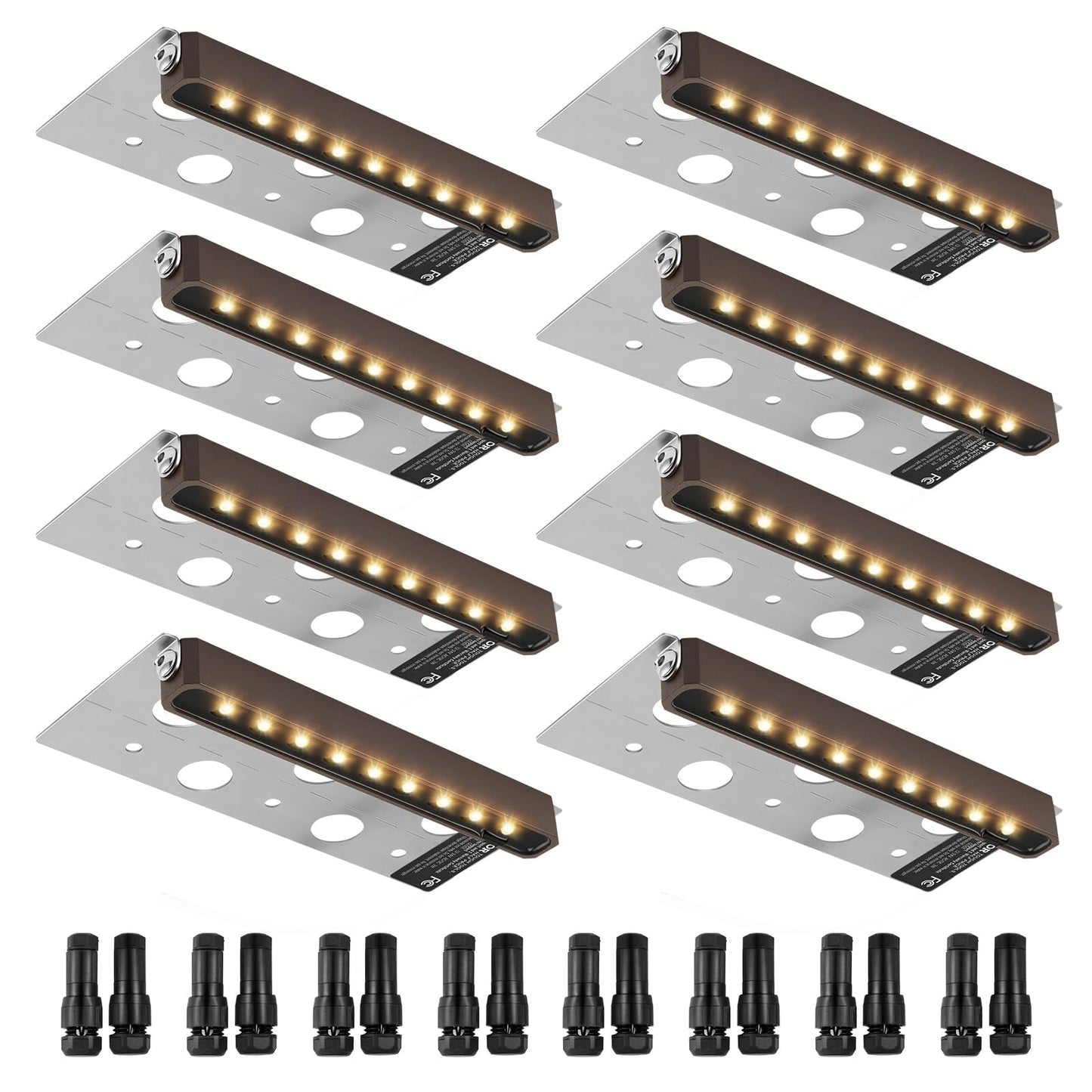 (8-pack) LED Hardscape Lighting, 6.8 Inch Retaining Wall Lights, 3W 12V-24V AC/DC Low Voltage Paver Light, IP68 Waterproof Outdoor Step Lights, 3000K Swivel Hardscape with Connectors (8 Pack Soft White)