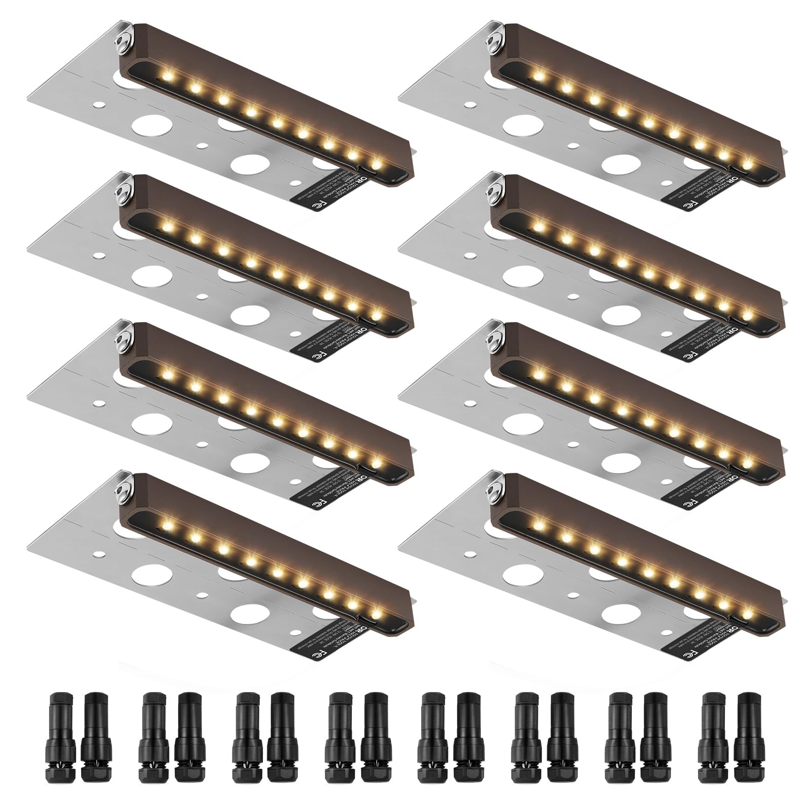 (8-pack) LED Hardscape Lighting, 6.8 Inch Retaining Wall Lights, 3W 12V-24V AC/DC Low Voltage Paver Light, IP68 Waterproof Outdoor Step Lights, 3000K Swivel Hardscape with Connectors (8 Pack Soft White)