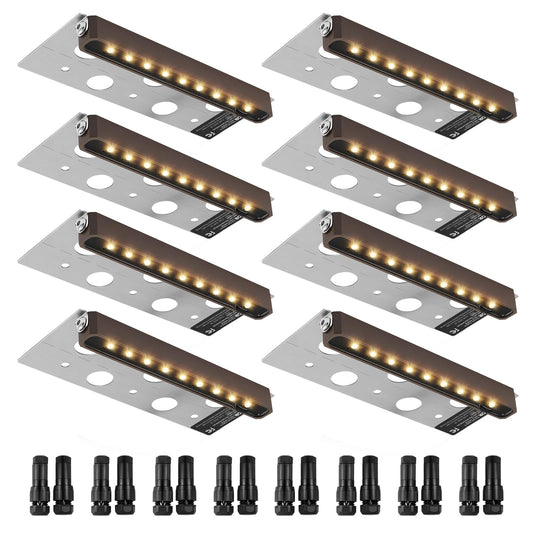 (8-pack) LED Hardscape Lighting, 6.8 Inch Retaining Wall Lights, 3W 12V-24V AC/DC Low Voltage Paver Light, IP68 Waterproof Outdoor Step Lights, 3000K Swivel Hardscape with Connectors (8 Pack Soft White)