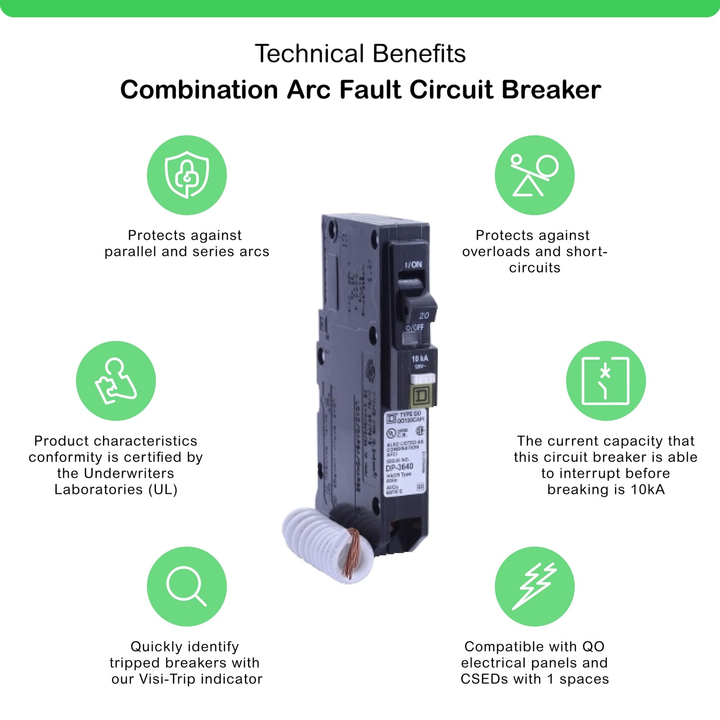 Square D QO120CAFI QO 20A Arc Fault Breaker