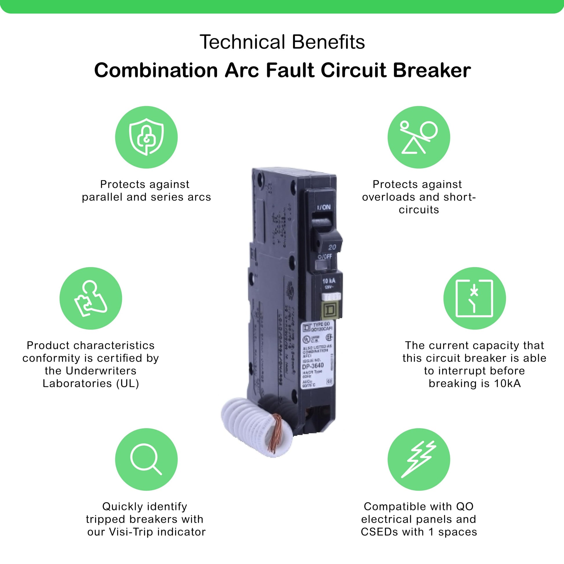 Square D QO120CAFI QO 20A Arc Fault Breaker