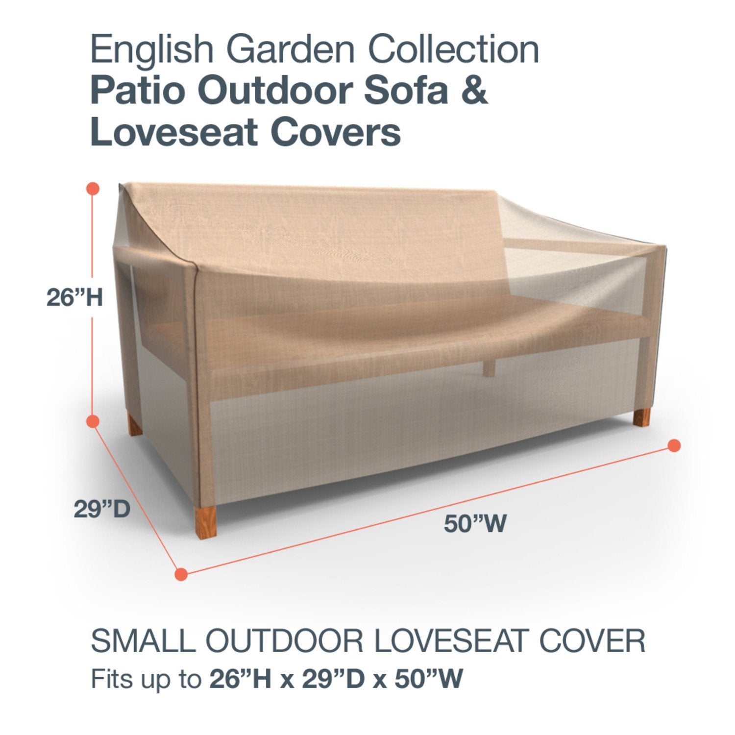 Budge P3A03PM1 English Garden Patio Loveseat Cover Heavy Duty and Waterproof, Small, Tan Tweed