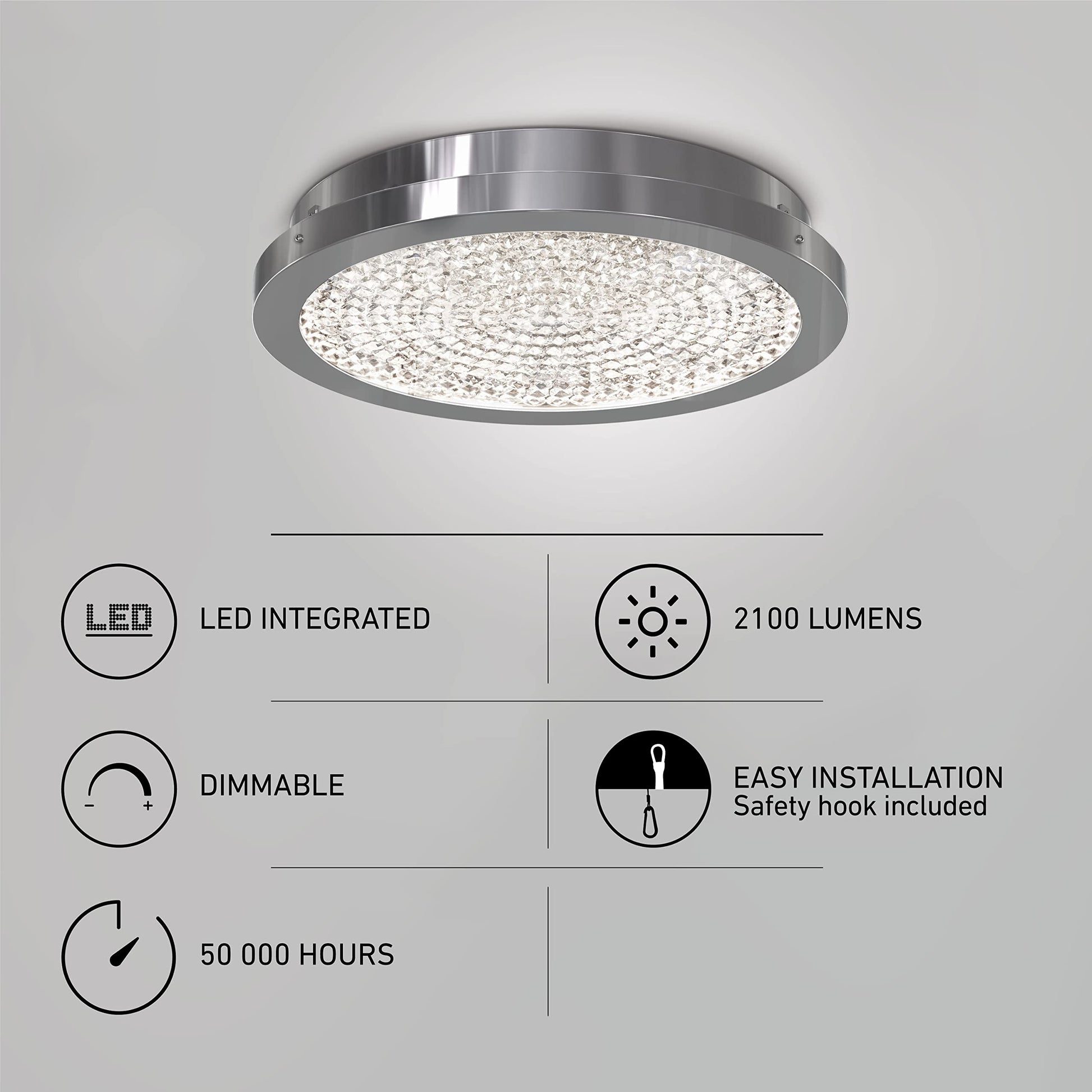 Artika Glam LED-Integrated Flushmount Ceiling Light, Chrome