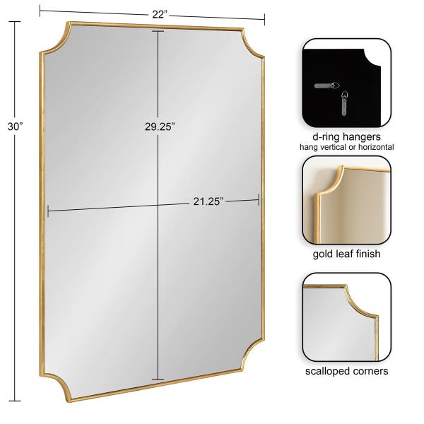 22" x 30" Glam Scalloped Gold Wall Mirror 