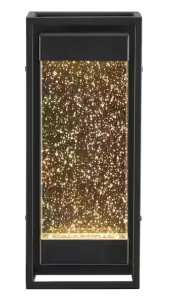 Lindley 12.38 in.Modern 1-Light Matte Black Hardwired LED Outdoor Wall Light Sconce with Bubble Double Frame (1-Pack)