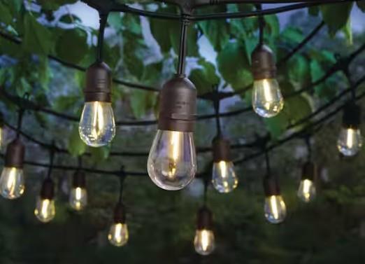 24-Light 48' Plug-in Indoor/Outdoor Edison String Light w/ S14 Single Filament LED Bulbs