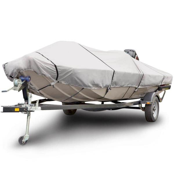Sportsman 600 Denier 14 Ft. to 16 Ft. Long (Beam Width up to 75 in.) Gray Flat Front Boat Cover Size BTSD-2