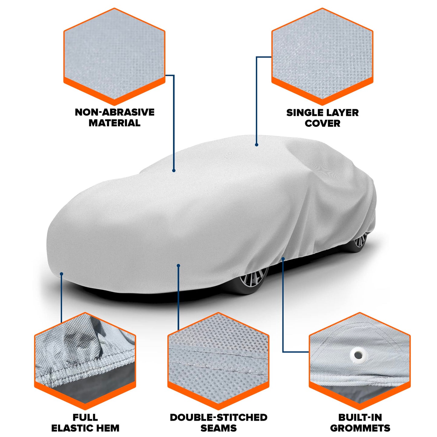 Budge Lite Car Cover, Indoor Protection, Breathable Dustproof Cover, Fits Mid-Size Sedans up to 200 Inches, Gray, Size 3