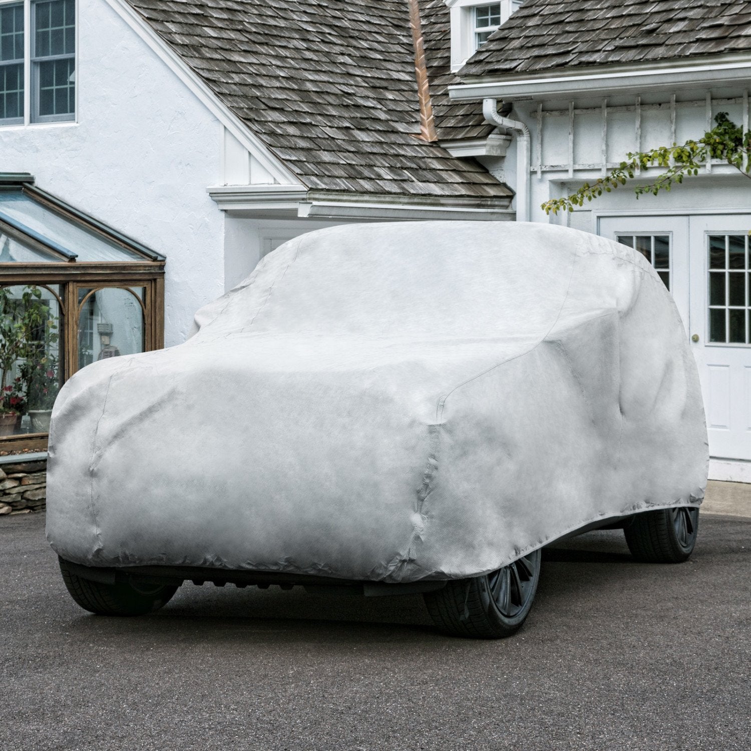 Budge Lite SUV Car Cover, Single-Layer Breathable Indoor Dust Proof Protection, Lightweight Non-Abrasive Fabric, Fits SUVs up to 210" L x 68" W x 60" H, Gray