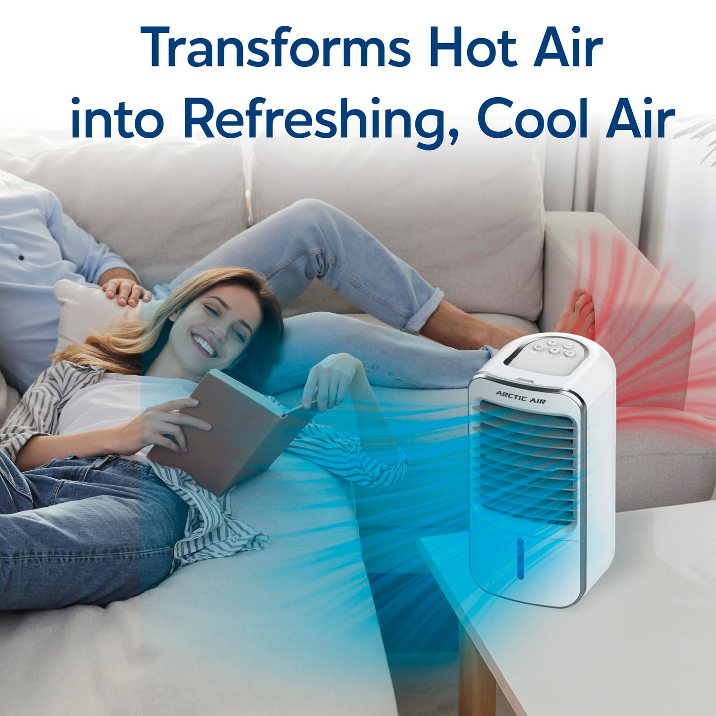 Arctic Air Turbo Chill XL Evaporative Air Cooler, Lightweight & Whisper Quiet, 3-Speed Cooling Fan with Mist Control, Oscillating & Adjustable Grill, Quick View Water Level