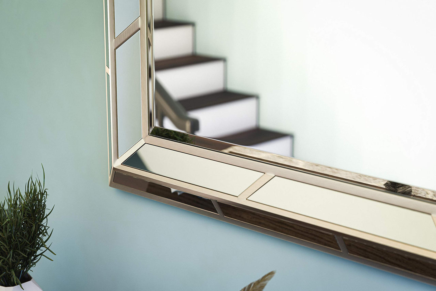 Medium Rectangle Bright Champagne Beveled Glass Contemporary Mirror (38 in. H x 28 in. W)