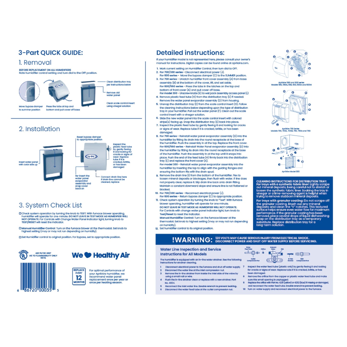 AprilAire 35 Water Panel Humidifier Filter Replacement for AprilAire Whole-House Humidifier Models 300, 350, 360, 560, 560A, 568, 600, 600A, 600M, 700, 700A, 700M, 760, 760A, 768 (Pack of 2)