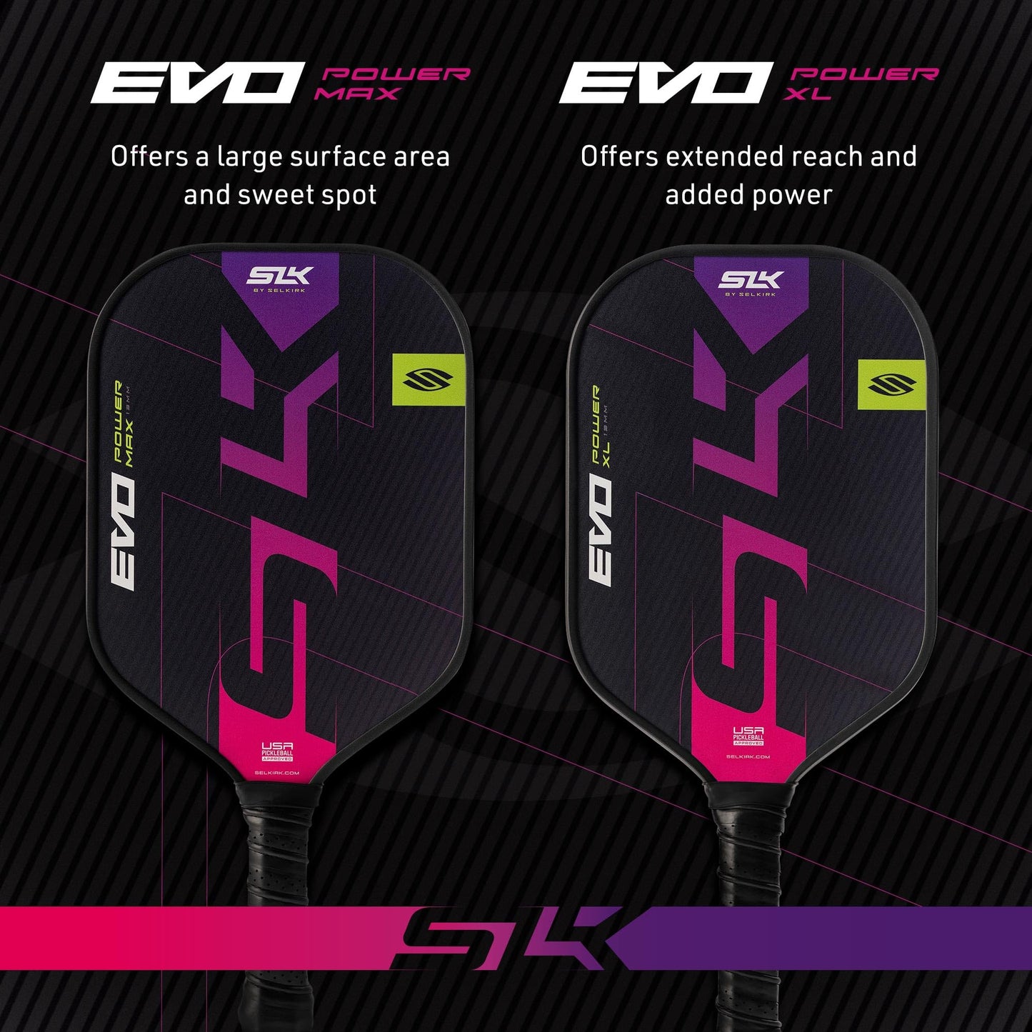 Selkirk Sport SLK Evo Power XL Pickleball Paddle by Selkirk Sport | G9 Power Carbon Fiber Pickleball Paddle with SpinFlex Surface and Rev-Hybrid Polymer Core | Power Magenta XL